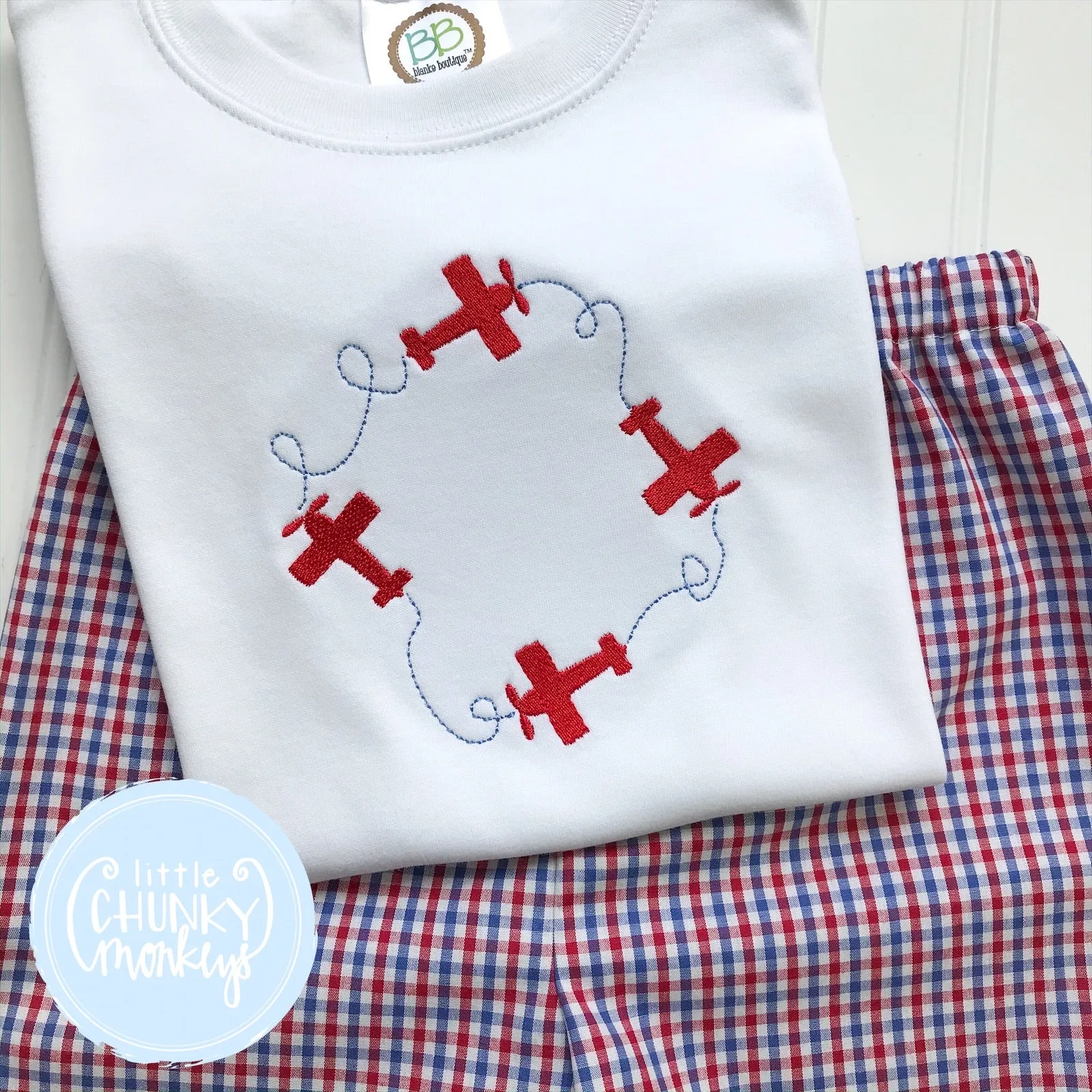 Boy Shirt - Airplane Monogram Frame