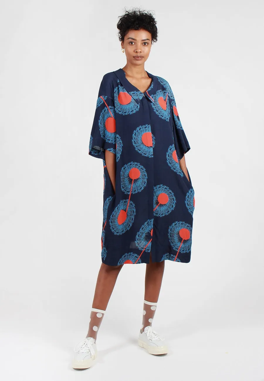 Breeze Print Dress - twister blue