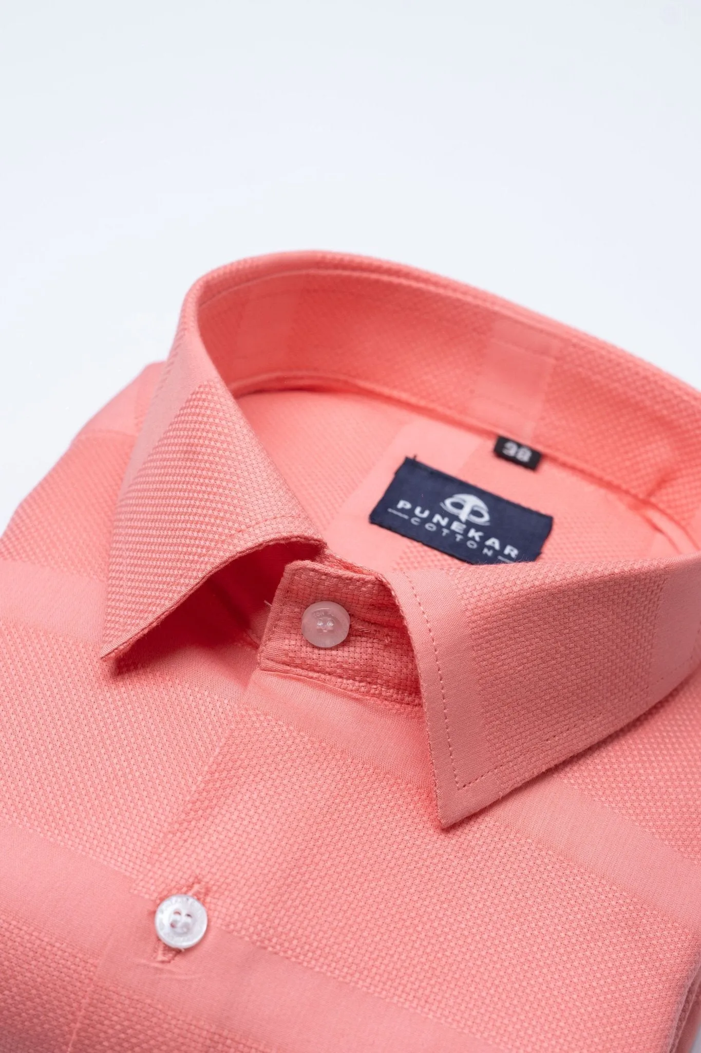 Brick Pink Color Pure Cotton Wide Stripe Shirt For Men