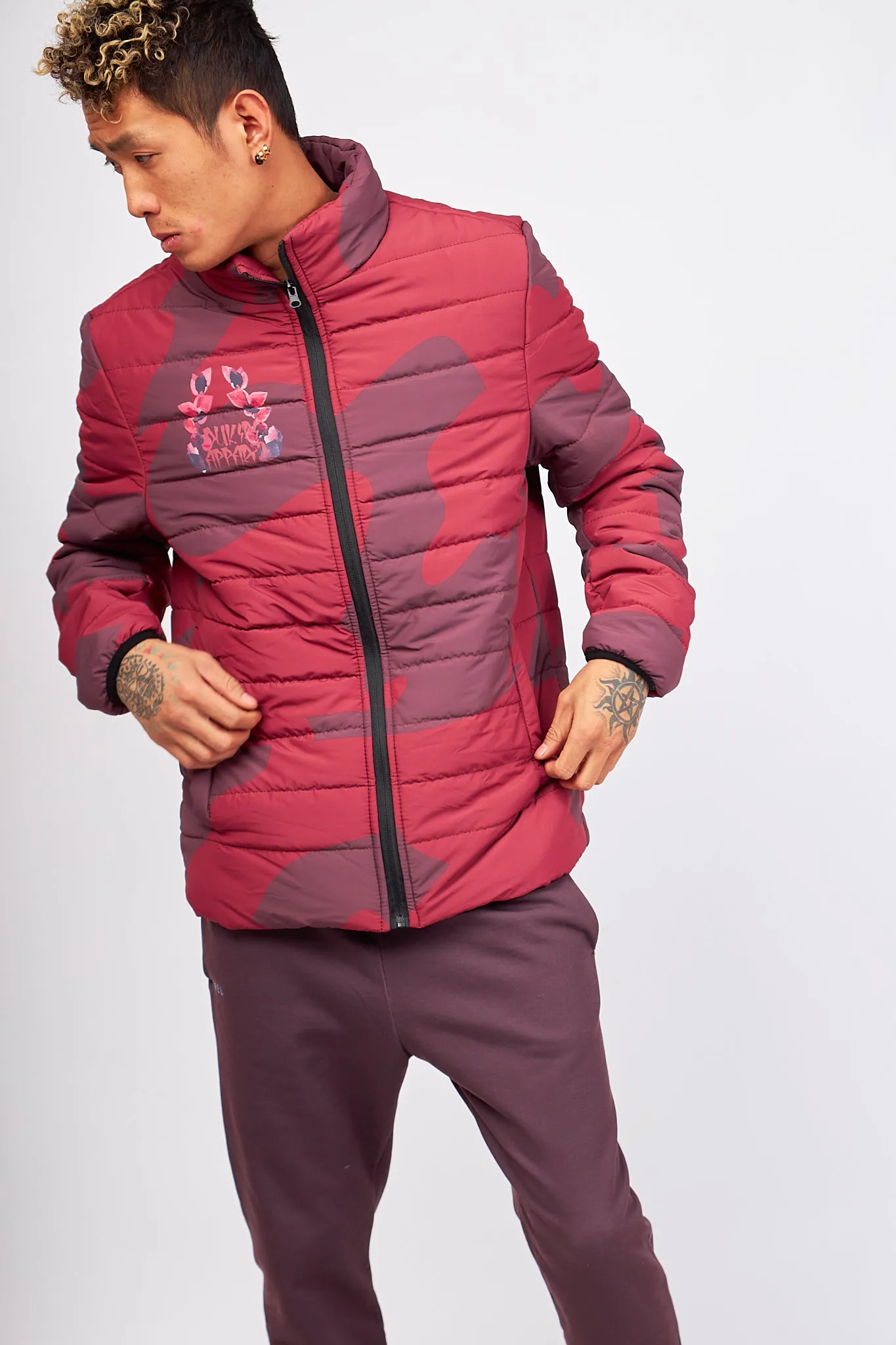 Brown looping Men's Puffer Jacket