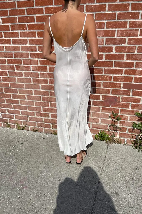 Calf-Length Bias Long Slip in Vintage White