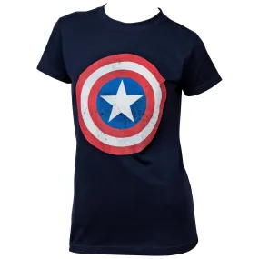 Captain America Distressed Shield Symbol Women's T-Shirt