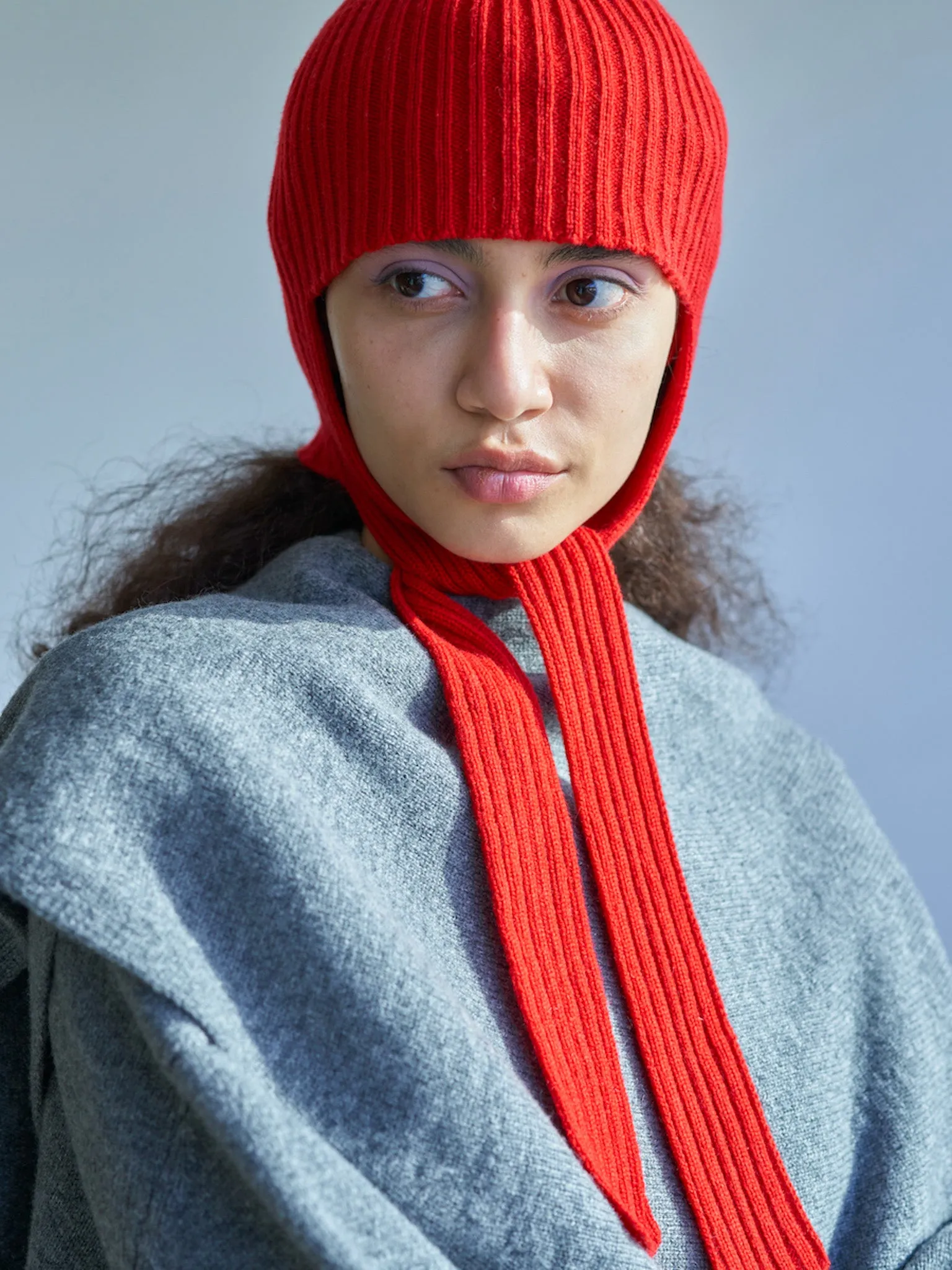 Cashmere Knit Cap - Red, White