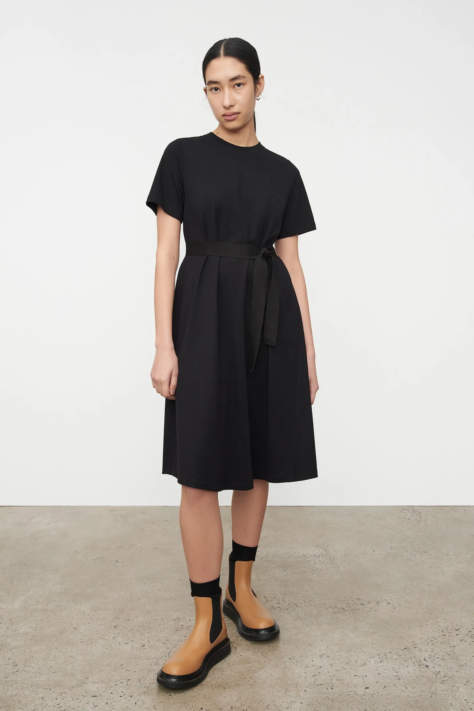 Classic A-Line Tee Dress - Black