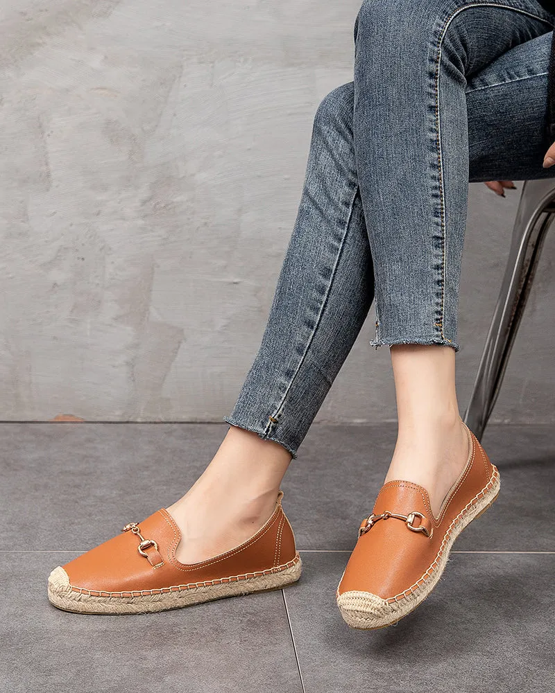 Classic Metal Buckle Slip On Espadrilles Loafer