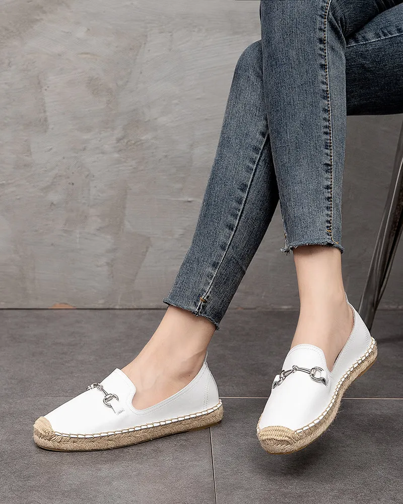 Classic Metal Buckle Slip On Espadrilles Loafer