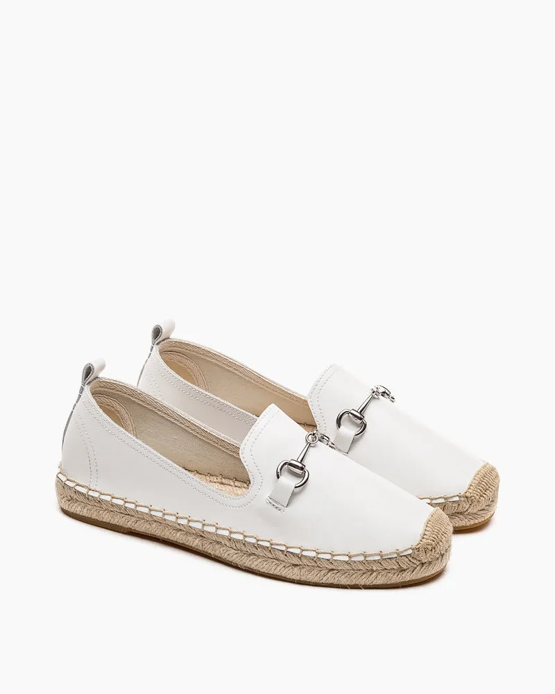 Classic Metal Buckle Slip On Espadrilles Loafer