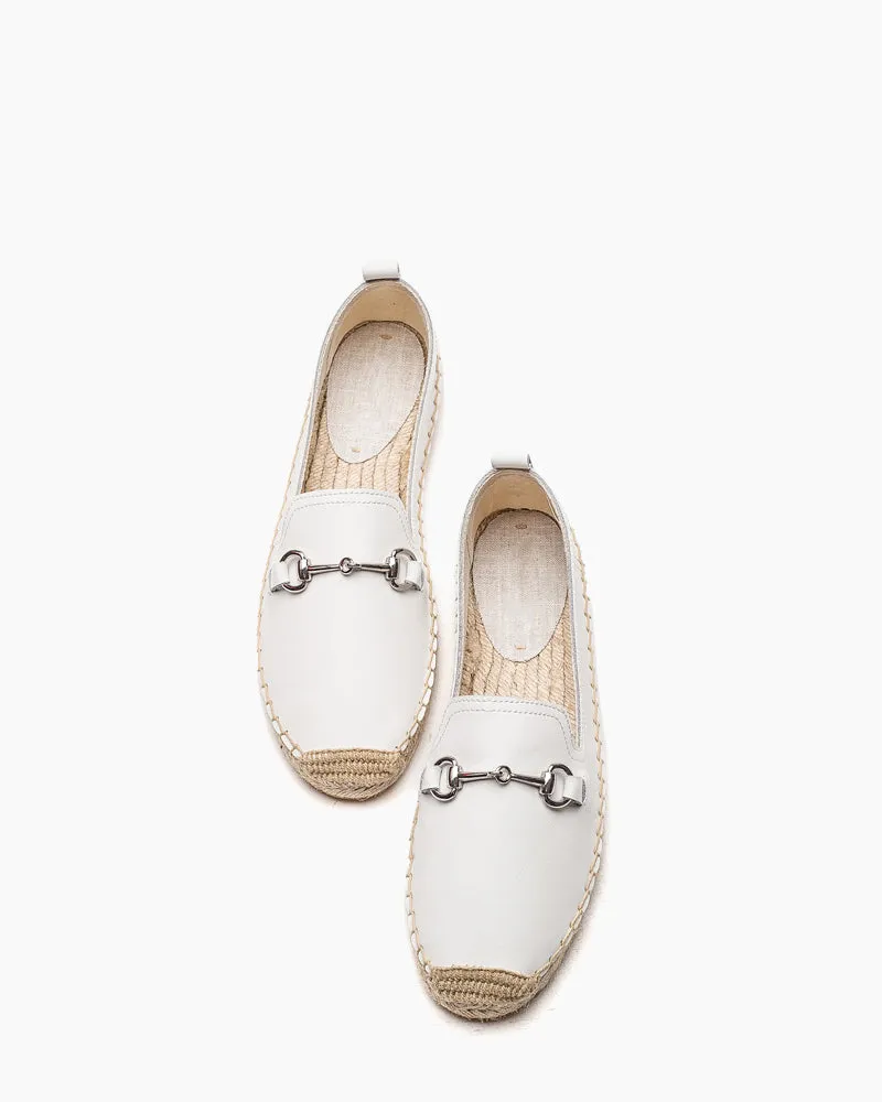 Classic Metal Buckle Slip On Espadrilles Loafer