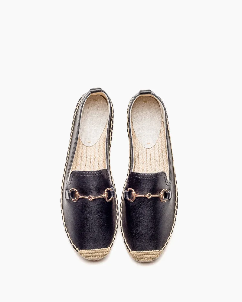 Classic Metal Buckle Slip On Espadrilles Loafer