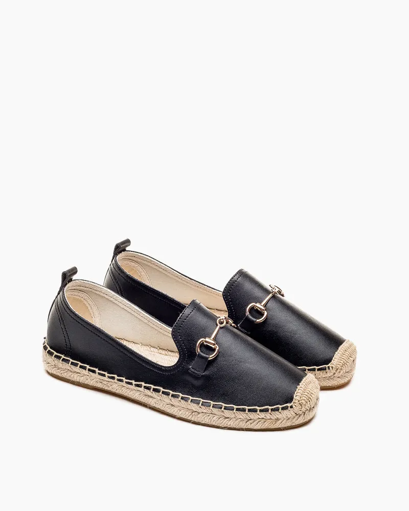 Classic Metal Buckle Slip On Espadrilles Loafer