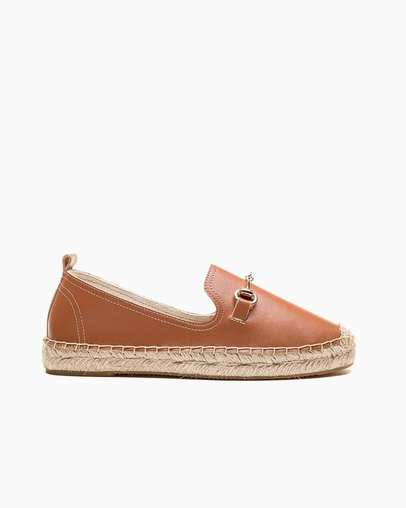 Classic Metal Buckle Slip On Espadrilles Loafer