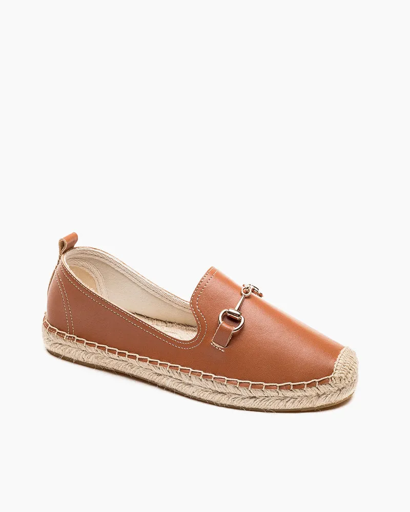 Classic Metal Buckle Slip On Espadrilles Loafer