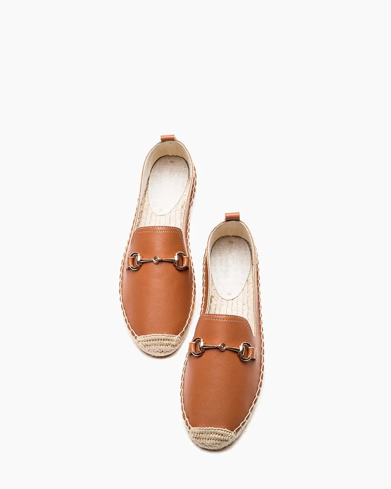 Classic Metal Buckle Slip On Espadrilles Loafer