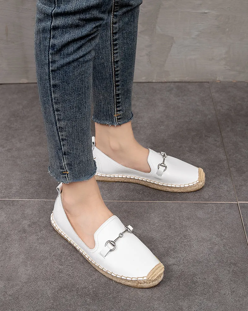 Classic Metal Buckle Slip On Espadrilles Loafer