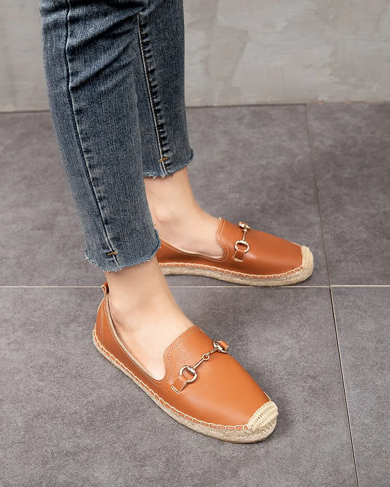 Classic Metal Buckle Slip On Espadrilles Loafer