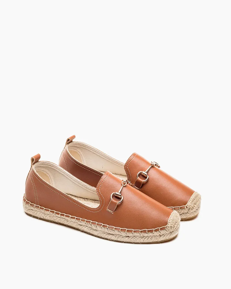 Classic Metal Buckle Slip On Espadrilles Loafer