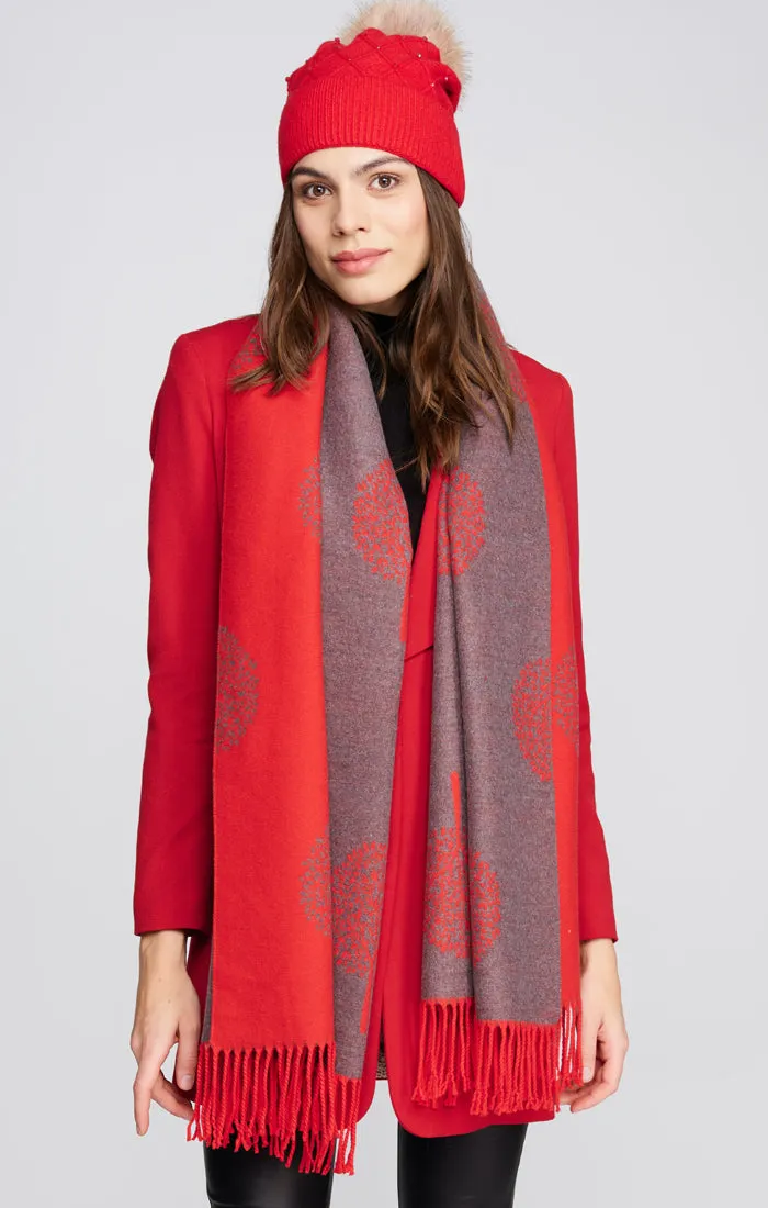 Classic Red Reversible Printed Scarf