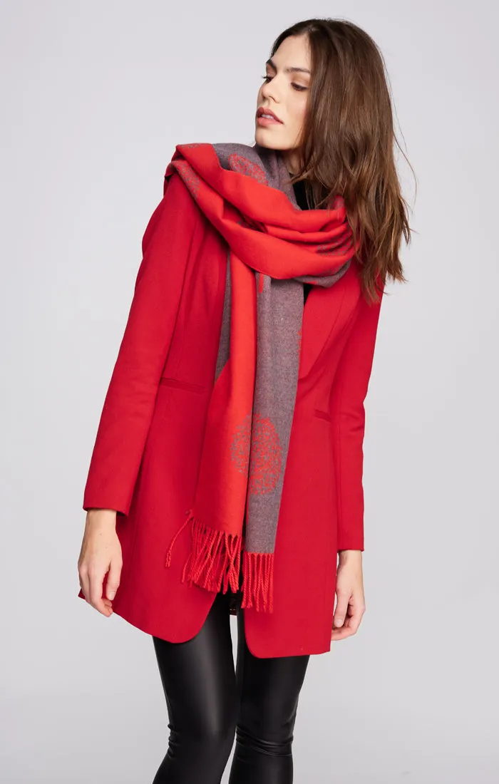 Classic Red Reversible Printed Scarf