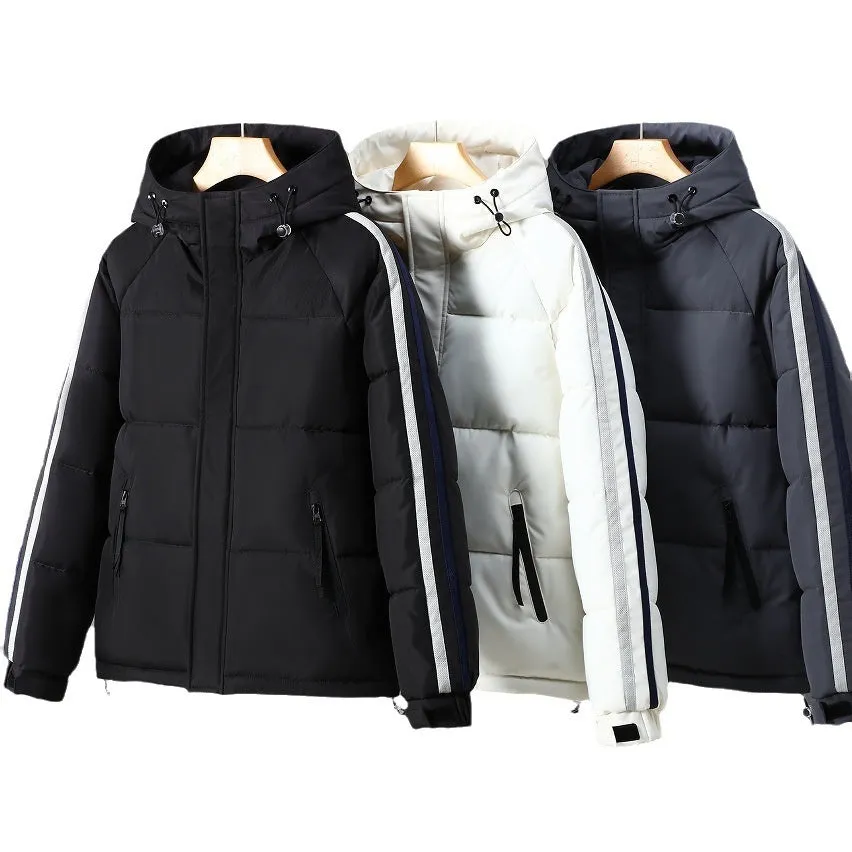 Contrast Stripe Sleeve Male Puffer Jacket (3 colors)