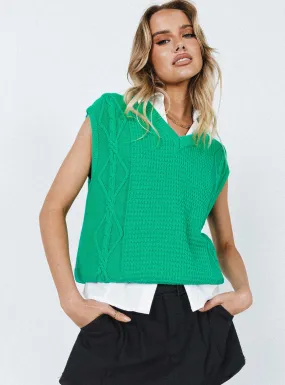 Cotton Carey Sweater Vest Green