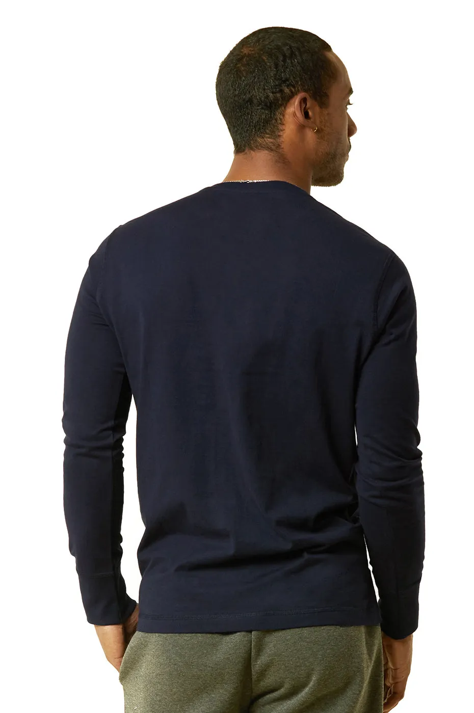 COTTONBELL MEN'S HENLEY SHIRT (MHS001C_NAVY)