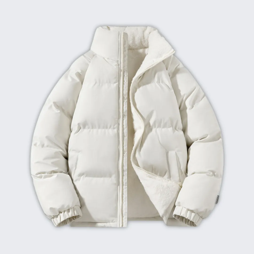 Cozy Waterproof Puffer Jacket with Fleece Lining for Winter