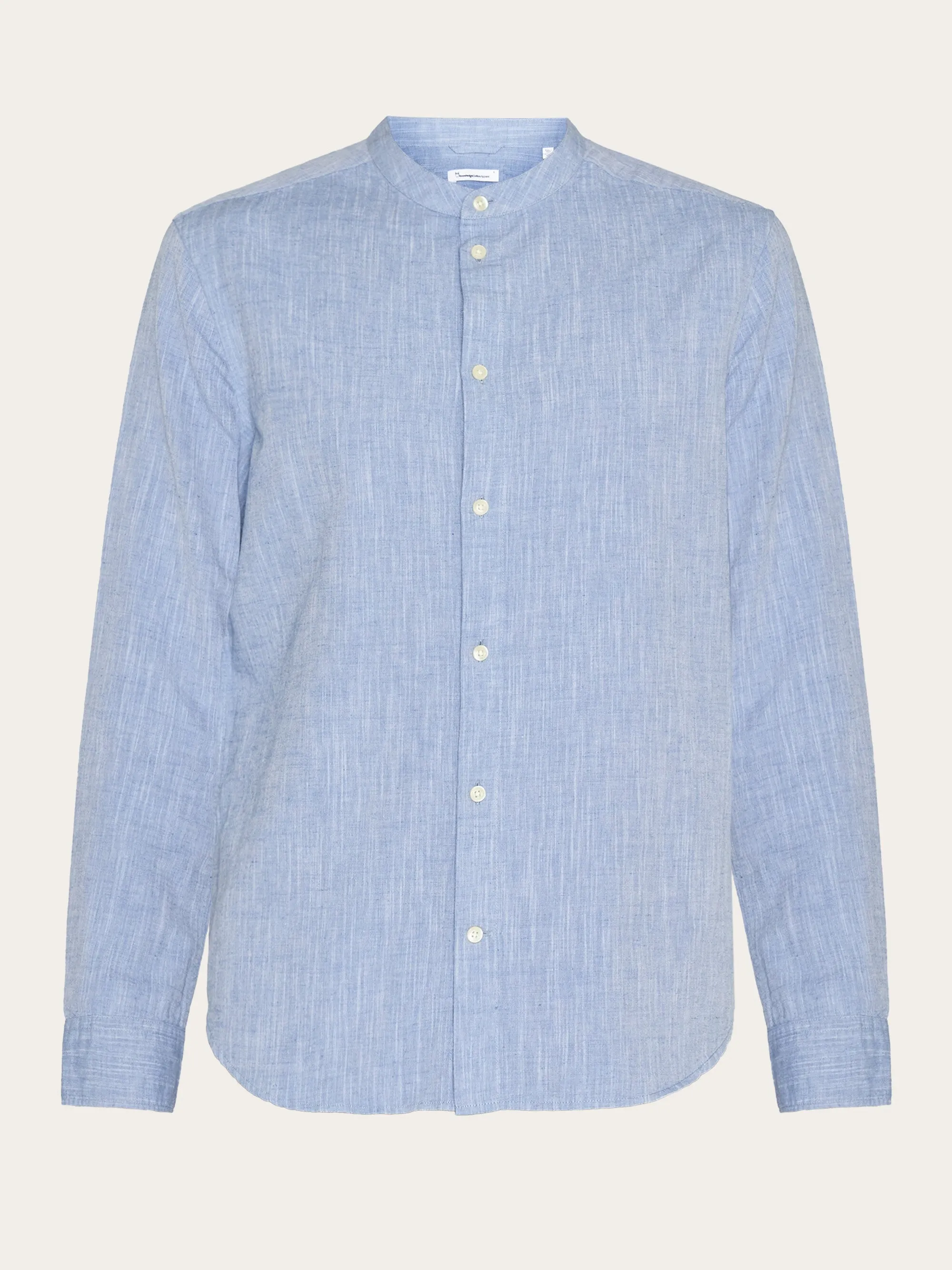 Custom fit linen stand collar shirt - Moonlight Blue