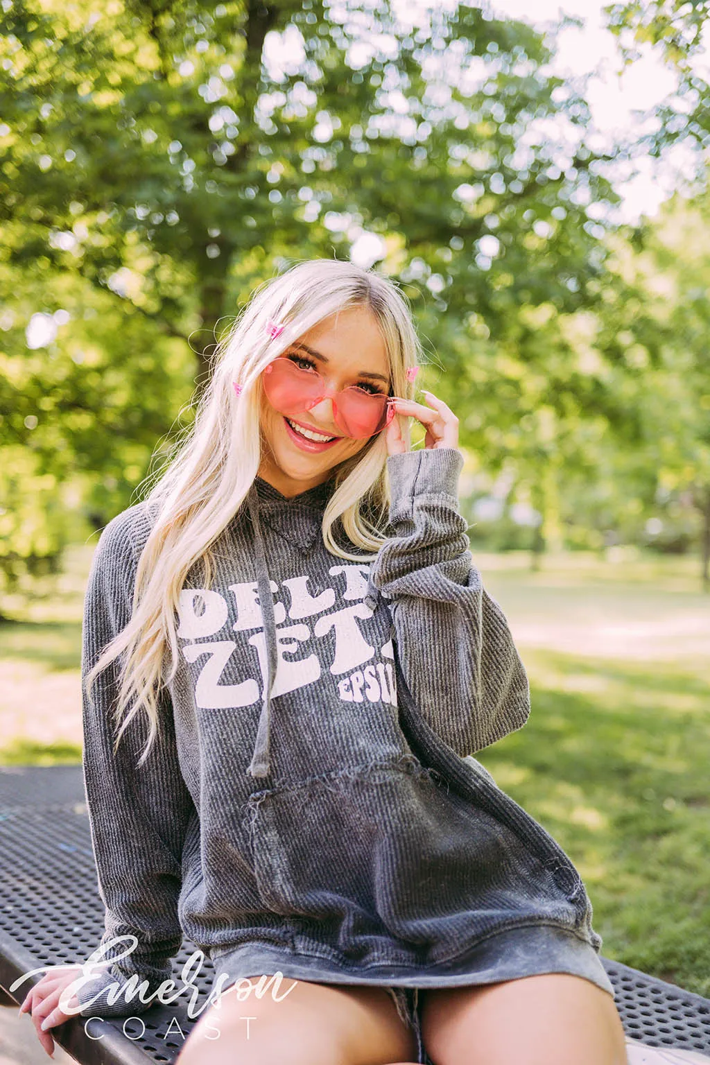 Delta Zeta Epsilon PR Charcoal Corduroy Hoodie