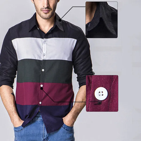 Designer Slim Fit Formal Casual Stitching Dress Shirt for Men