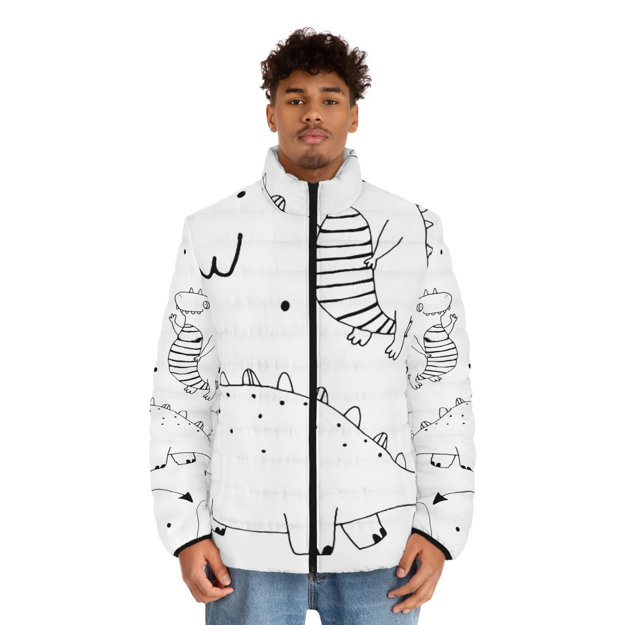 Doodle Dinosours - Inovax Men's Puffer Jacket