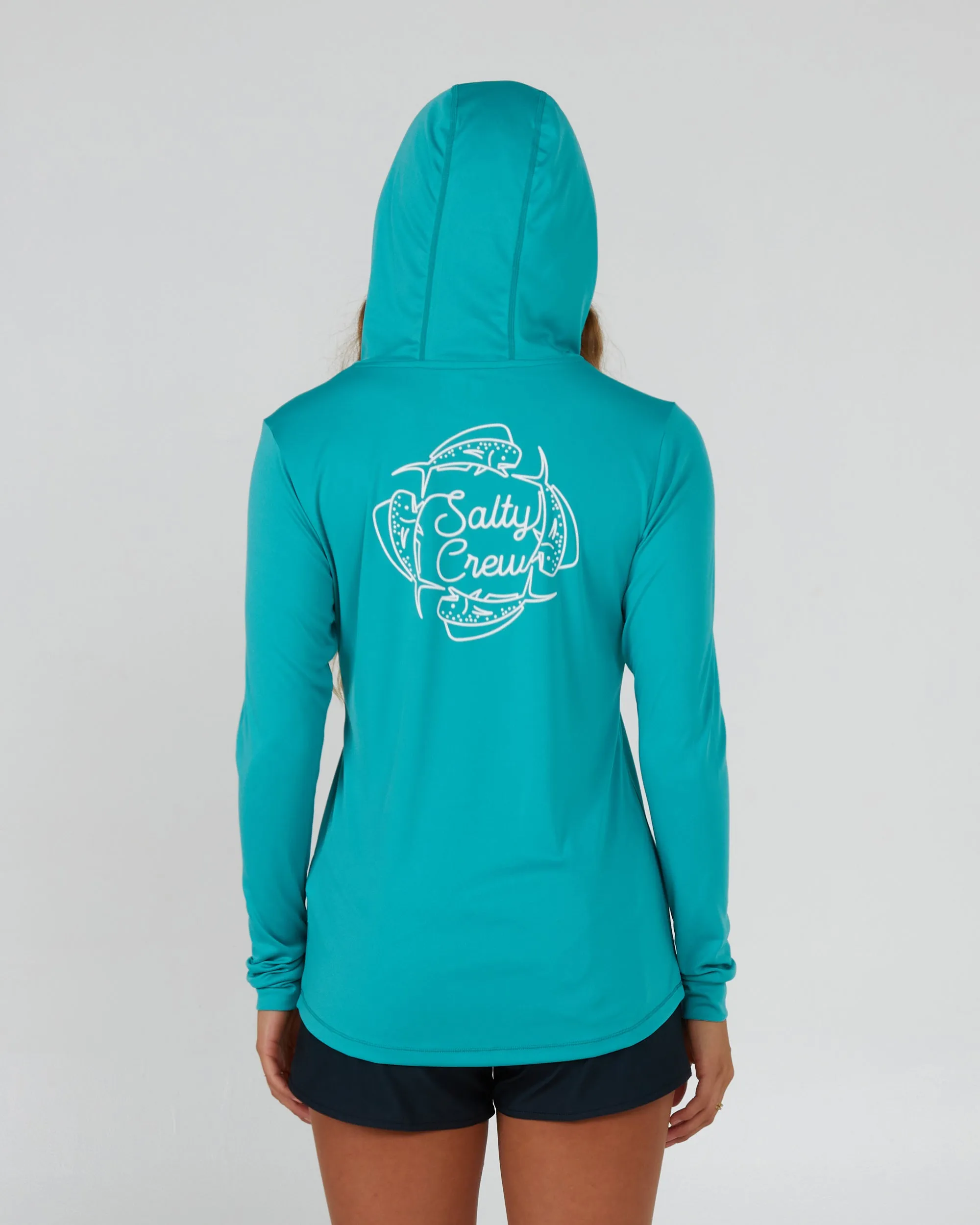 Drawn In Circles Sea Green Hooded Sunshirt