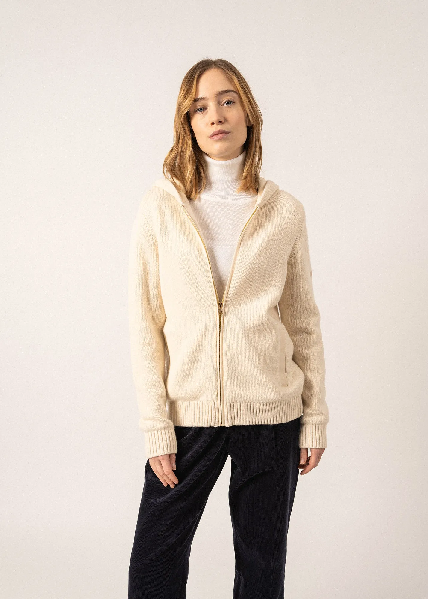 Dublin Hooded Cardigan - in wool and cotton (ECUME)