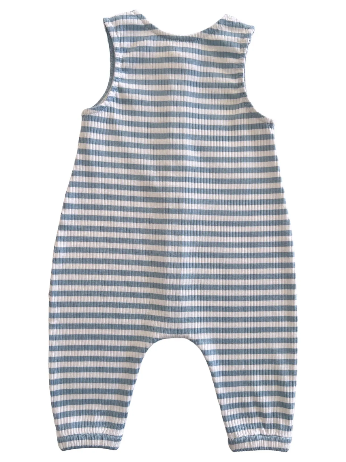 Dusty Blue Stripe / Organic Ribbed Bay Jumpsuit