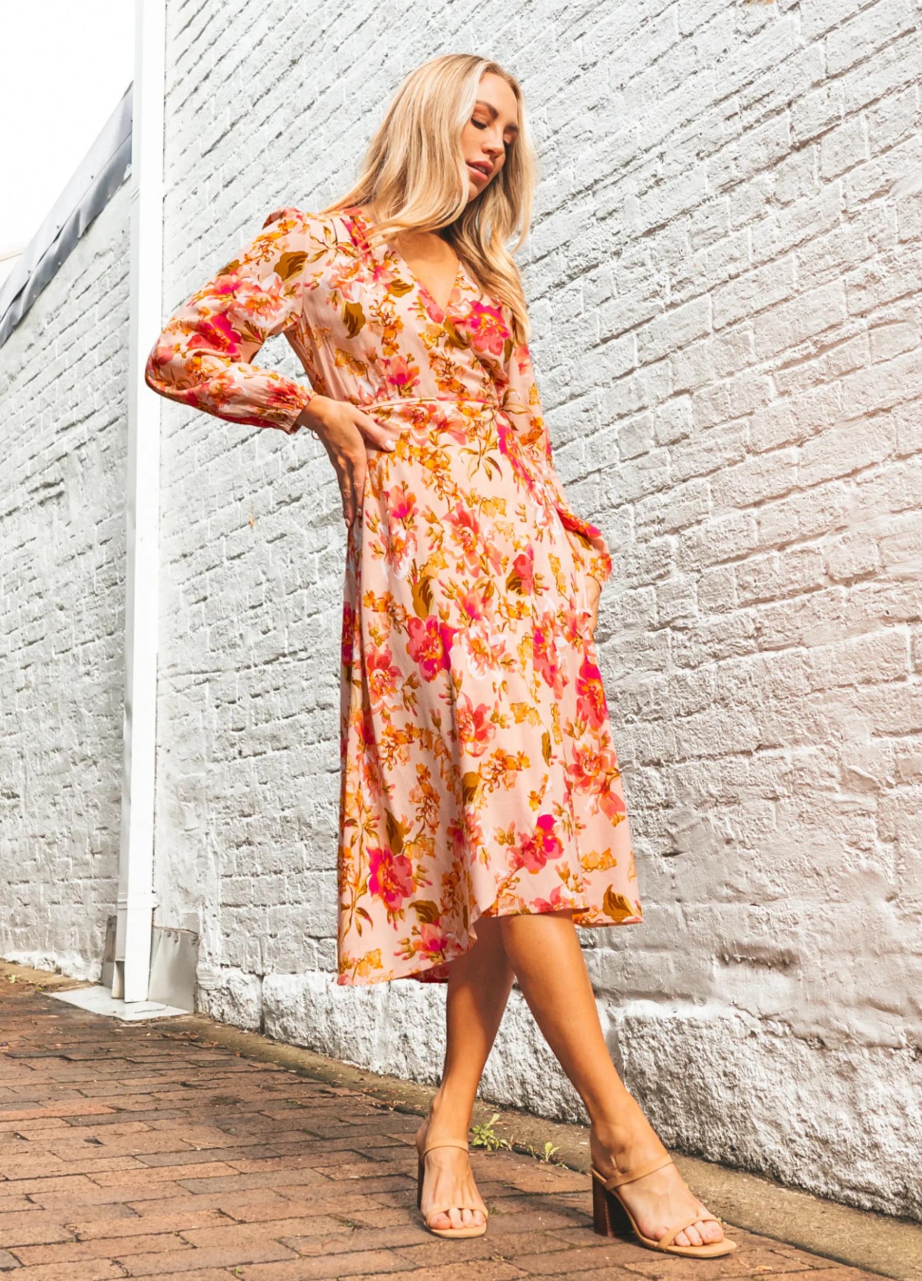 Ebby and I - Long Sleeve Calla Rose Midi Dress