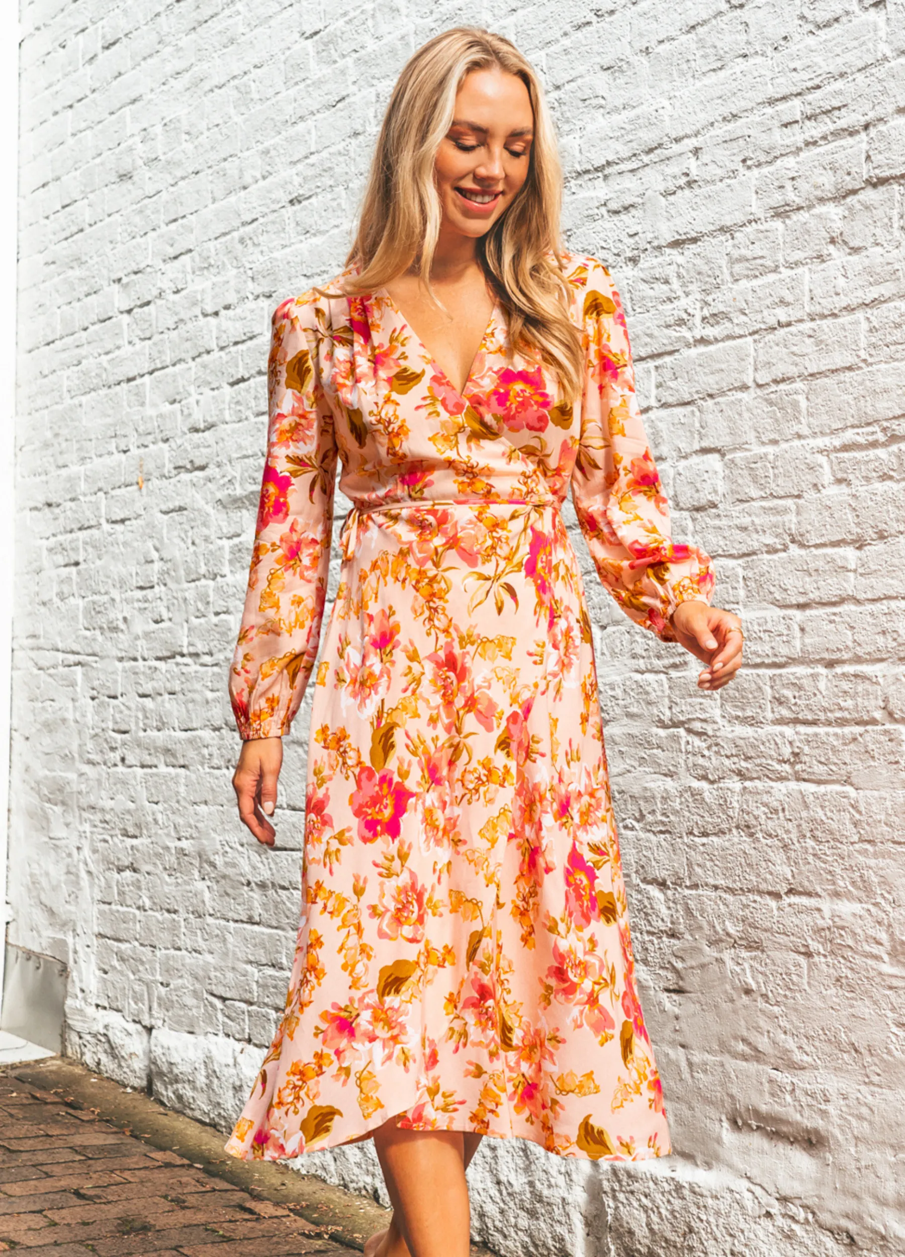 Ebby and I - Long Sleeve Calla Rose Midi Dress