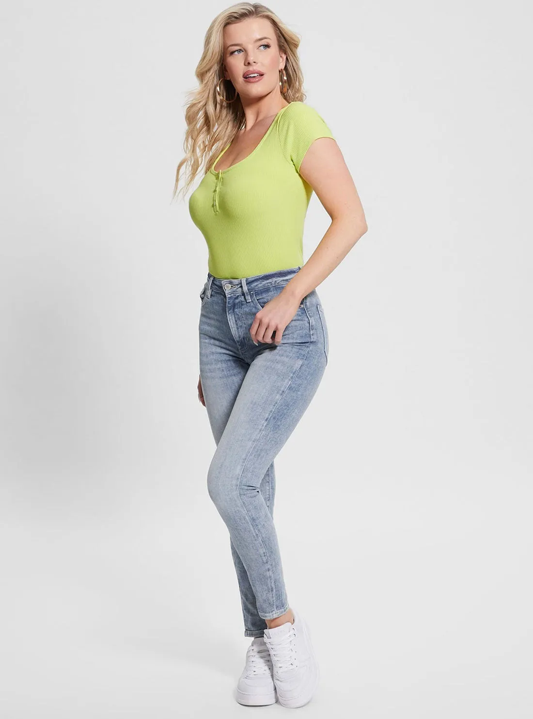 Eco Light Green Karlee Jewel Henley T-Shirt