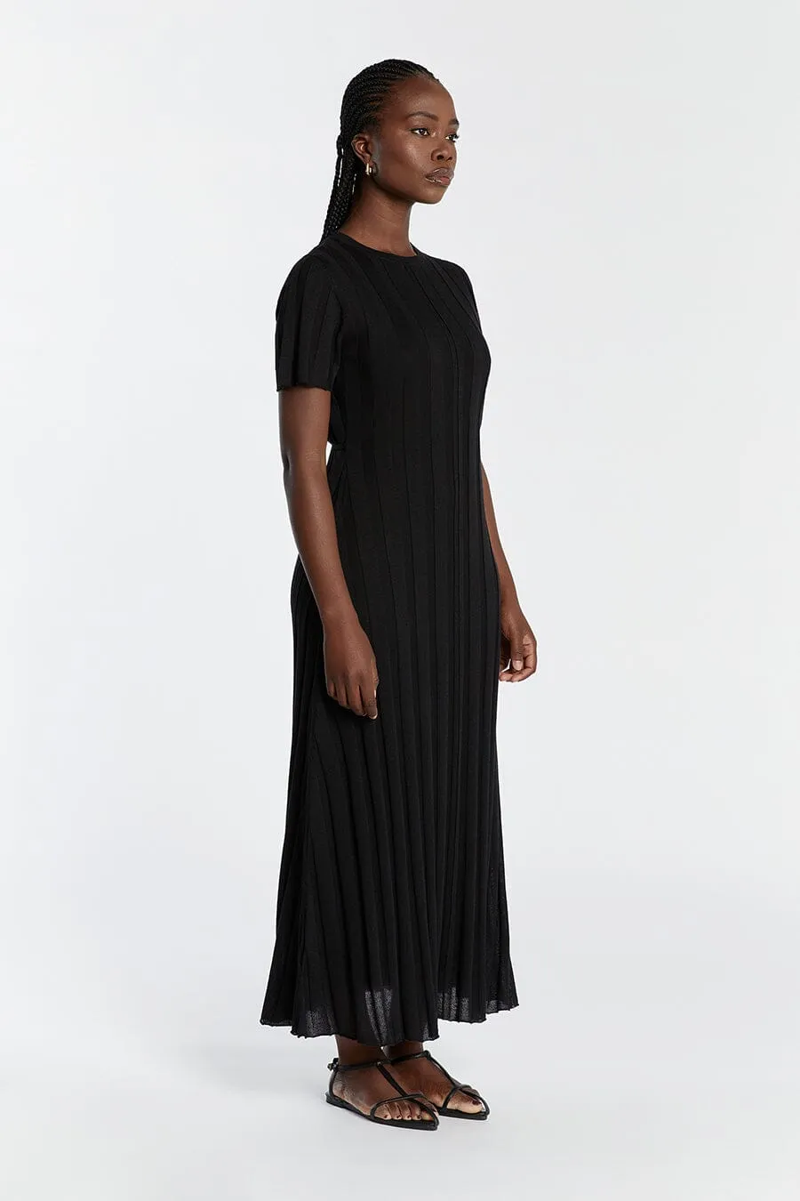 EDEN BLACK SHORT SLEEVE MAXI DRESS