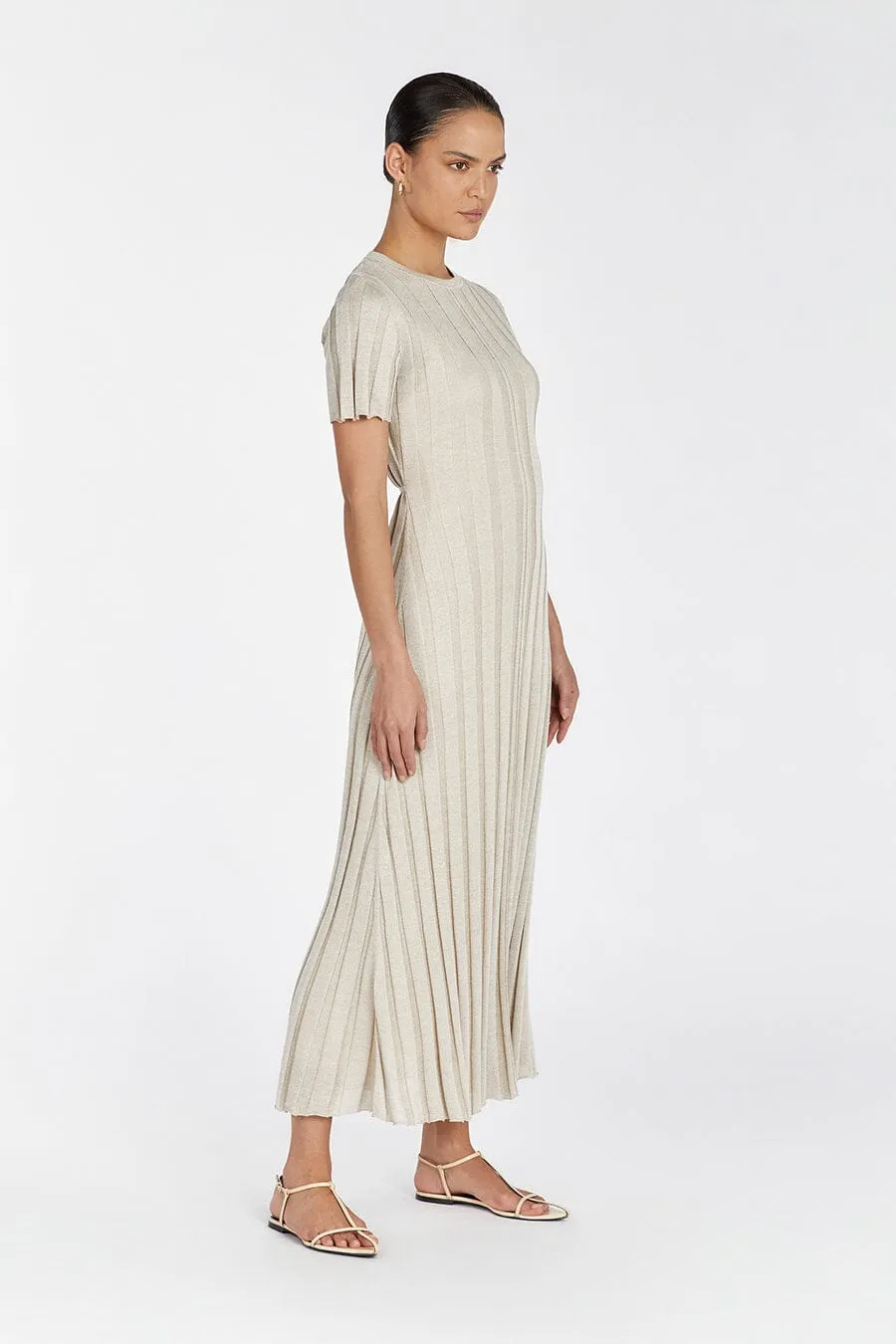 EDEN NATURAL SHORT SLEEVE MAXI DRESS