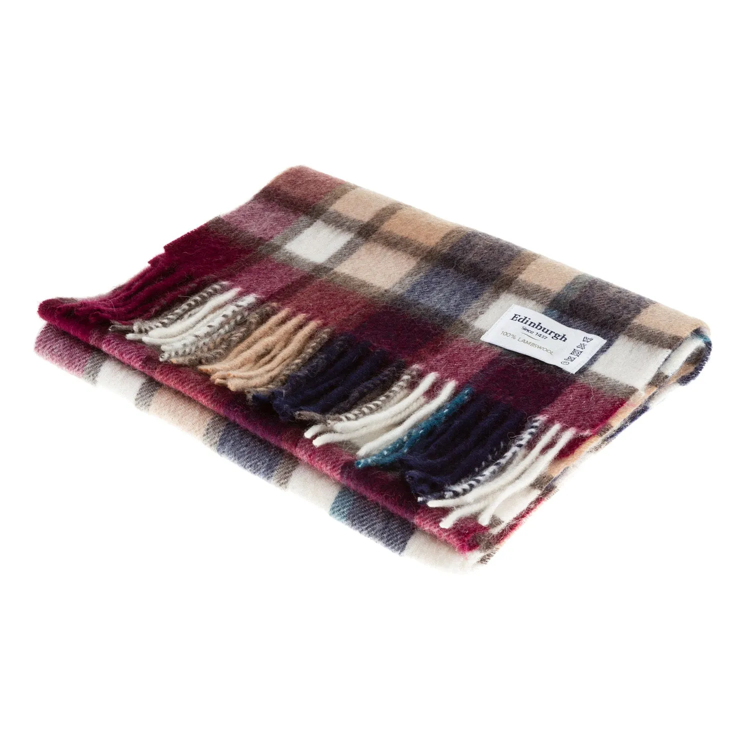 Edinburgh 100% Lambswool Scarf  Artillery Check Navy/Camo