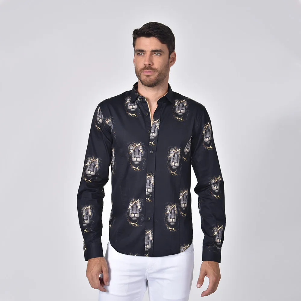 Electric Lion Button Down Print Shirt