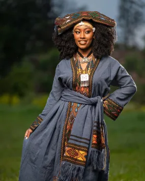 Elegance in Indigo: Exploring the Intricacies of the Habesha Kemis