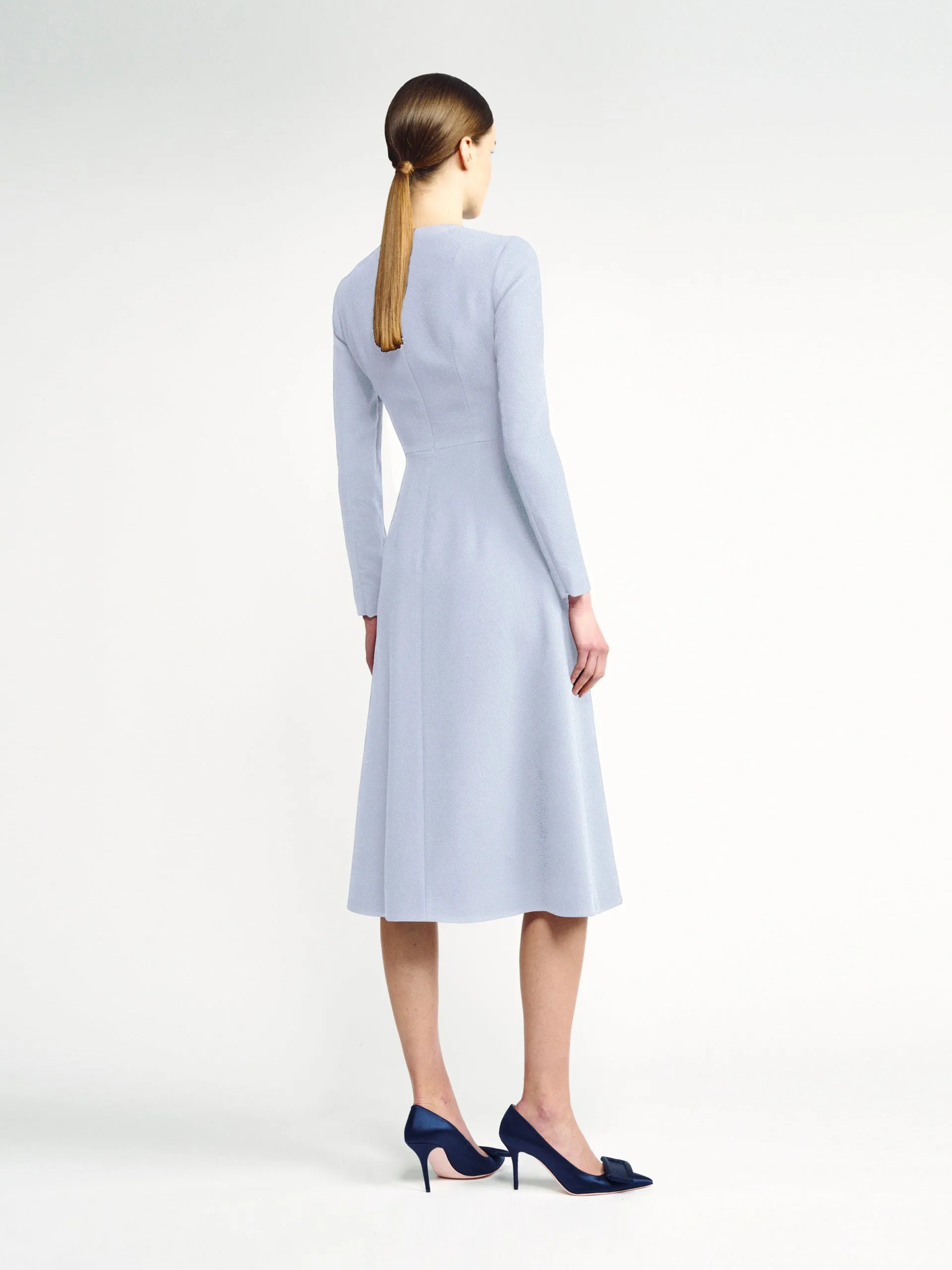 Elta baby-blue wrap-effect double crepe dress