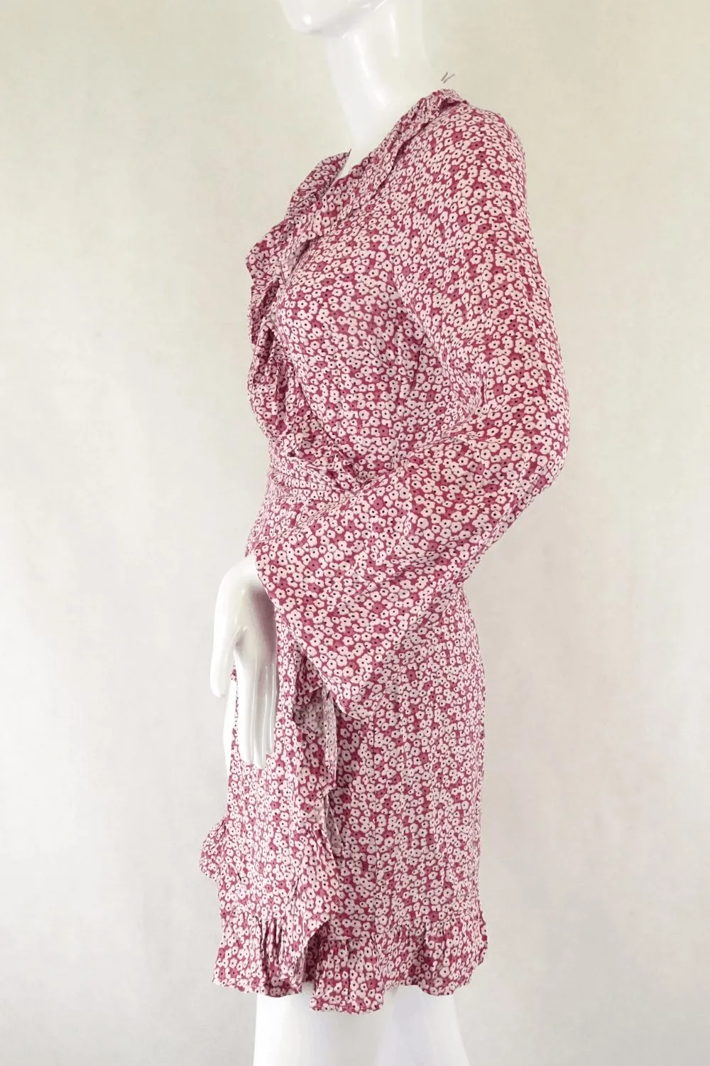 Elwood Pink Floral Wrap Dress 8