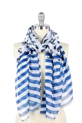 Fashion Anchor And Stripe Print Scarf