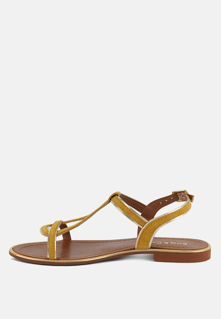 FEODORA Yellow Flat Slip-on Sandals