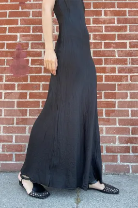 Floor-Length Bias Ankle Slip in Black