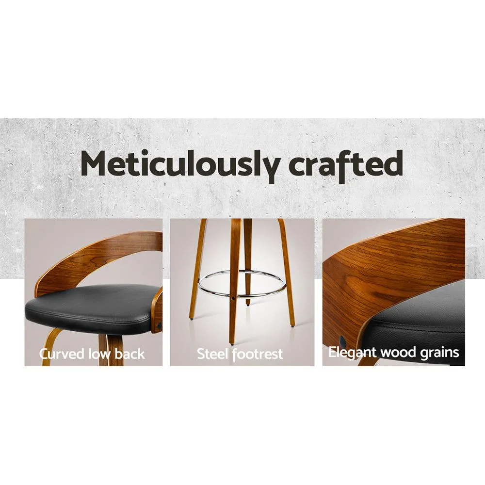 Four Bar Stools Swivel Seat Curving Backrest