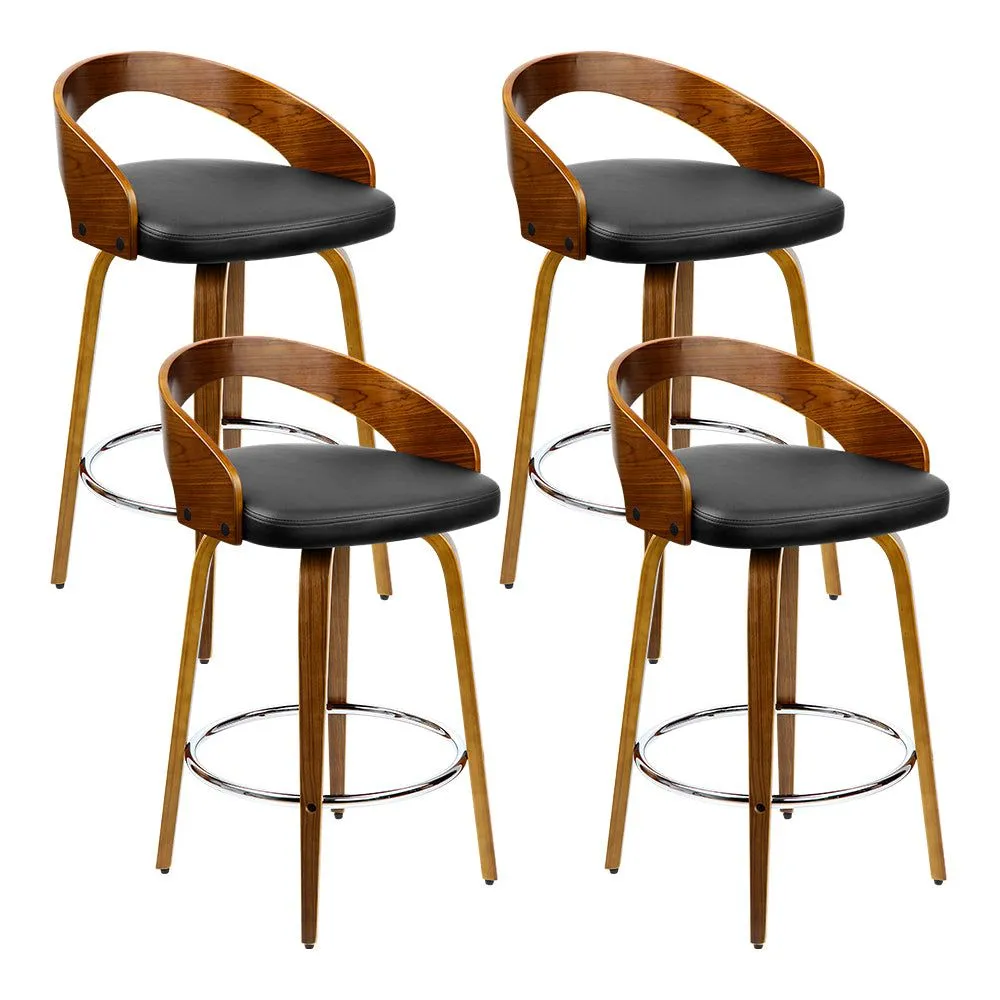 Four Bar Stools Swivel Seat Curving Backrest