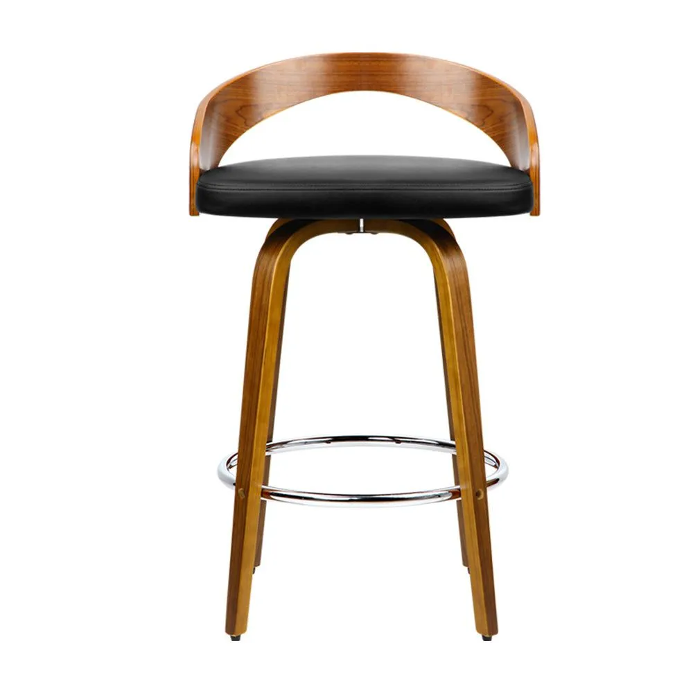 Four Bar Stools Swivel Seat Curving Backrest