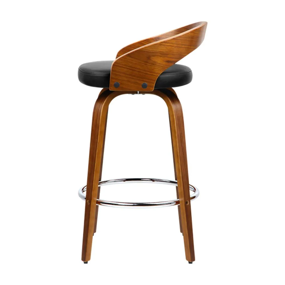 Four Bar Stools Swivel Seat Curving Backrest